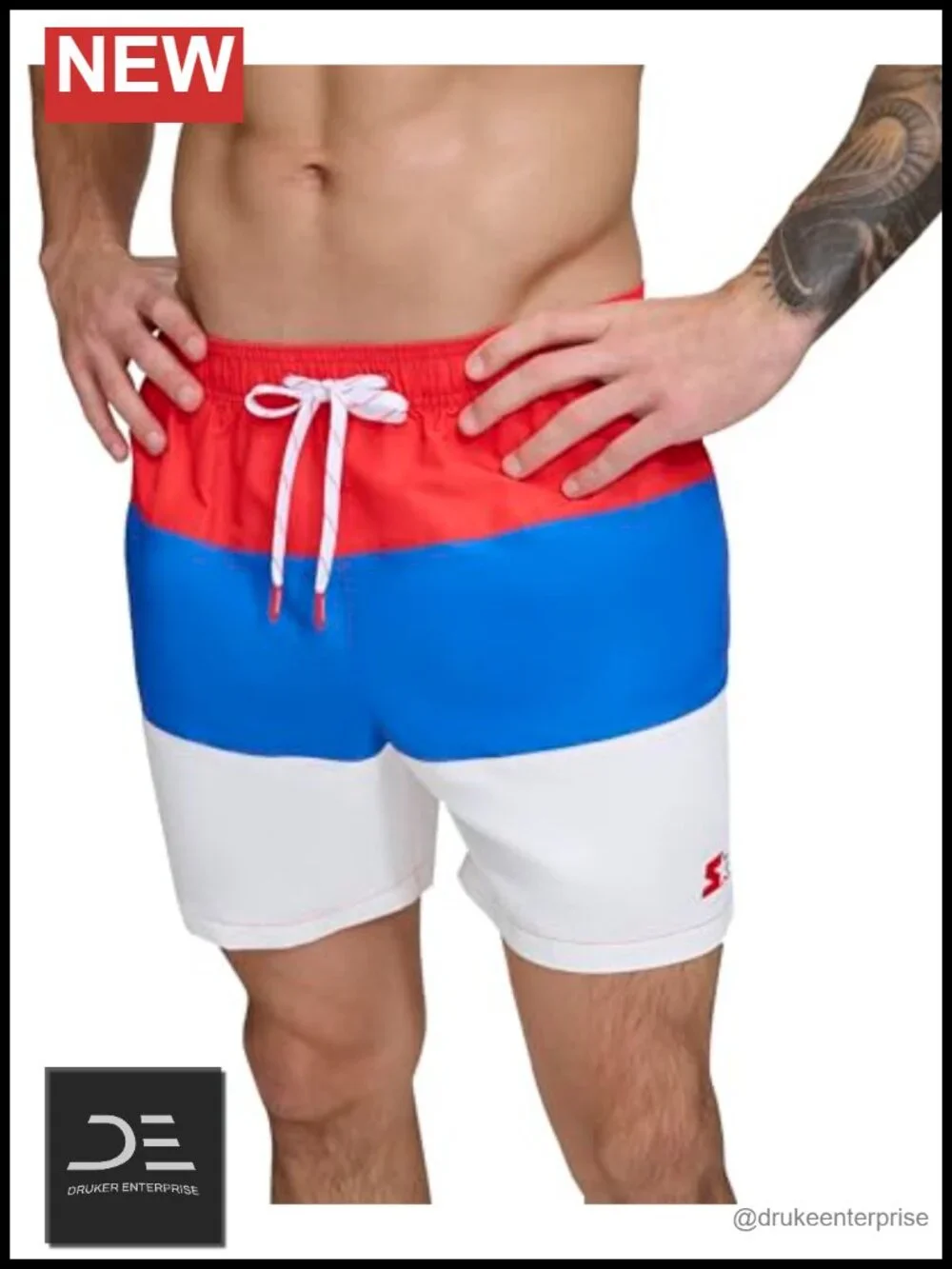 Mens Quick Dry Lightweight UPF 40+ Swim Trunk with Drawstring